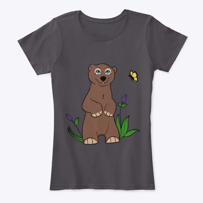 Bear cub and butterfly