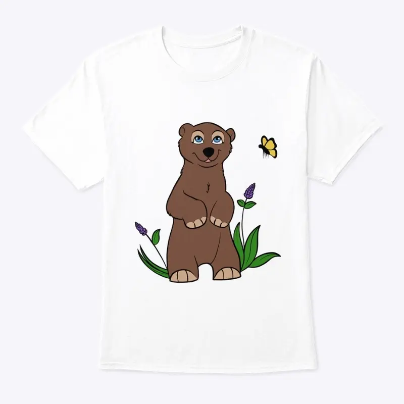 Bear cub and butterfly