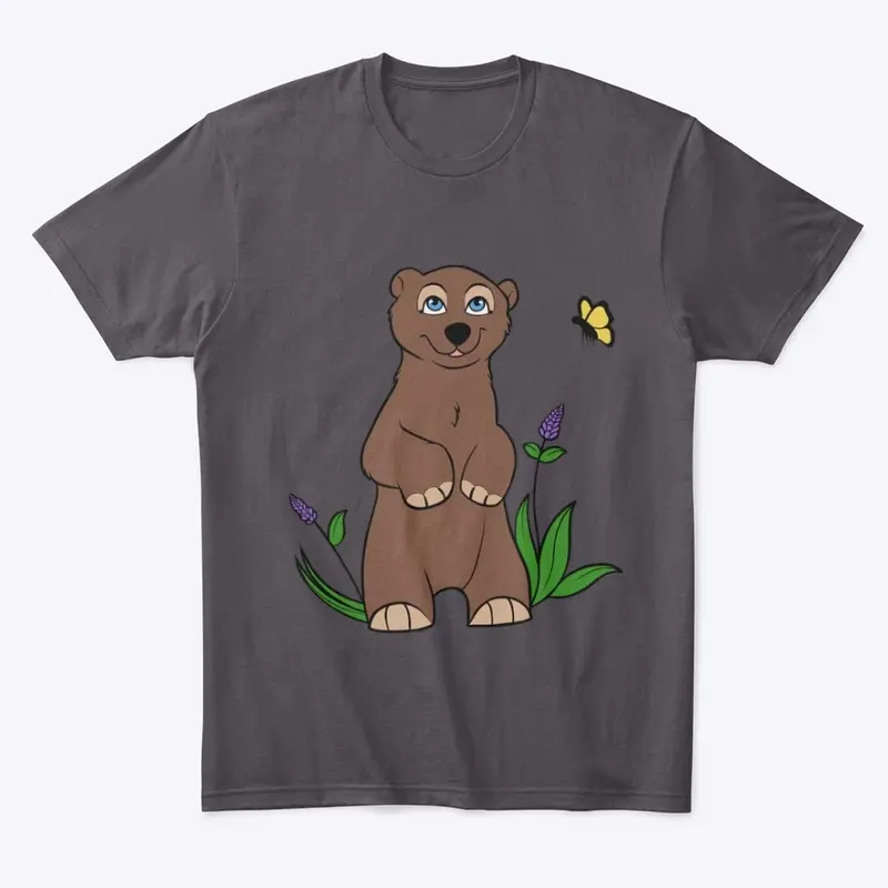 Bear cub and butterfly