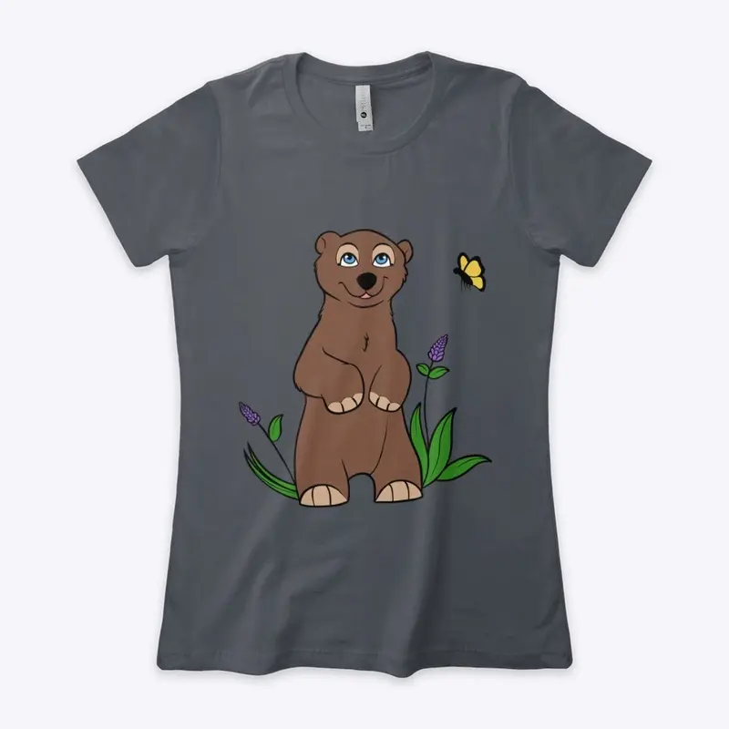 Bear cub and butterfly